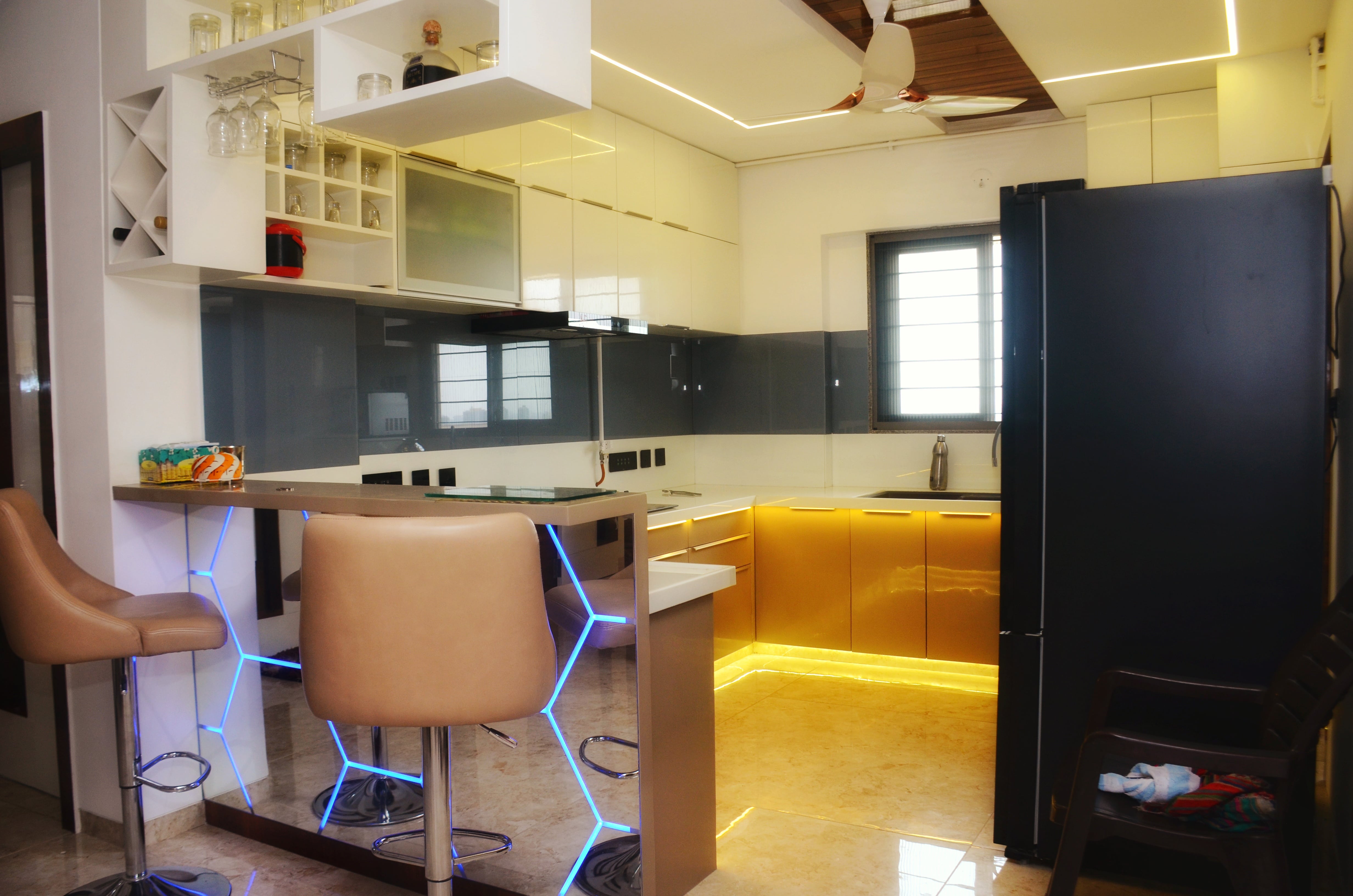 Modular Kitchen with Bar Unit