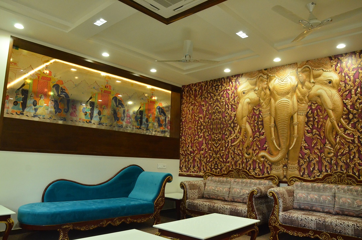 Living Room With 3D Wallpaper