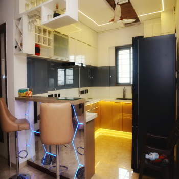 Modular Kitchen with Bar Unit
